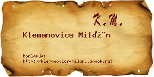 Klemanovics Milán névjegykártya